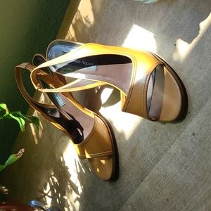 Tan, slip on dress shoes all leather upper